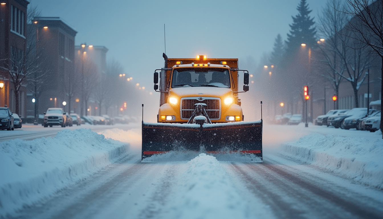Brøytetraktor rydder snø for avtalekunde